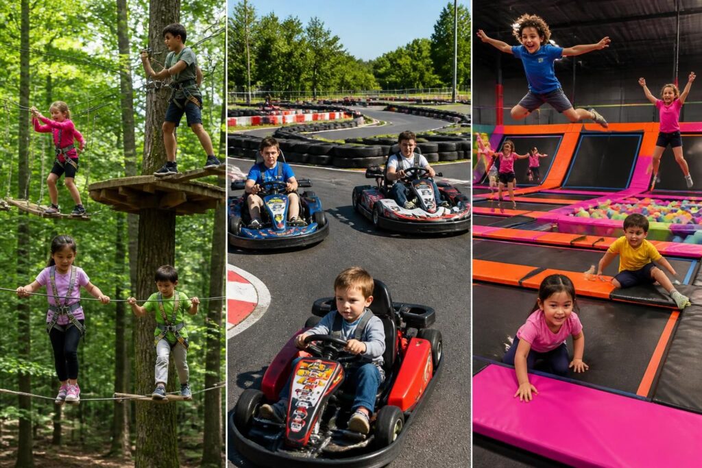 découvrez l'âge recommandé pour pratiquer l'accrobranche, le karting et profiter du trampoline park en toute sécurité. guide complet pour toute la famille.
