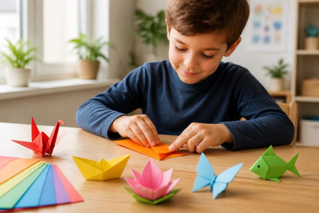 découvrez 15 modèles d'origami faciles pour enfants, expliqués pas à pas pour apprendre en s'amusant et développer la créativité.