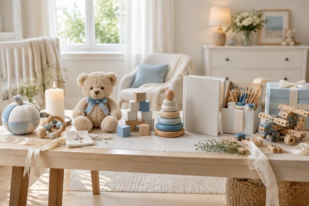 découvrez des idées de cadeaux de baptême pour garçon, adaptées à chaque âge de 1 à 8 ans : des présents originaux, utiles et mémorables.