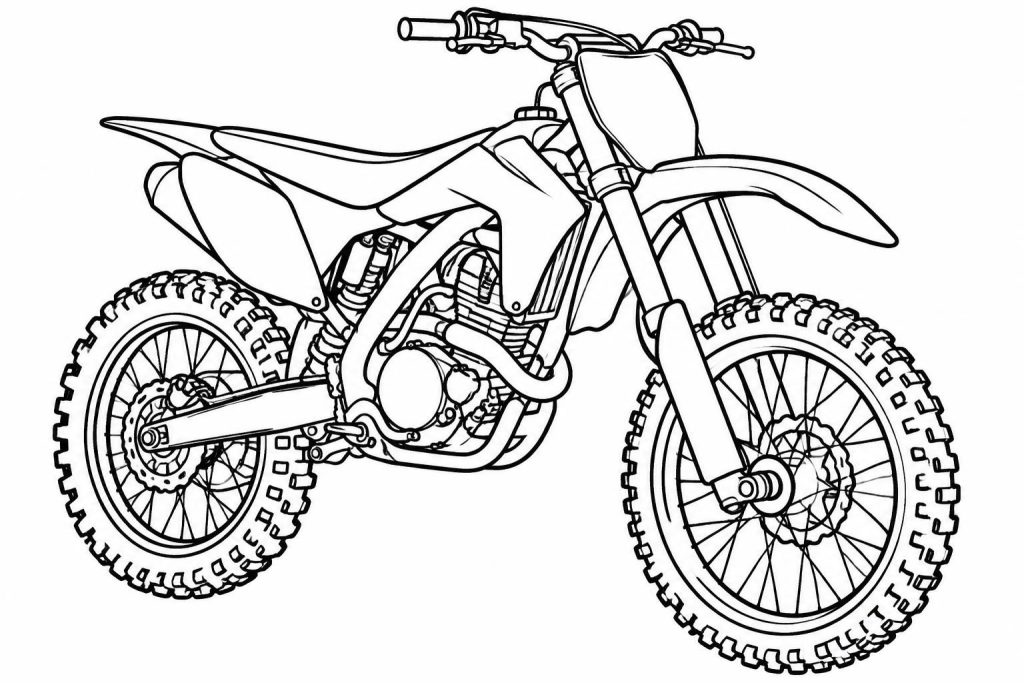 téléchargez un coloriage de moto facile pour les enfants : moto cross ou moto de course à dessiner et colorier pour s’amuser.